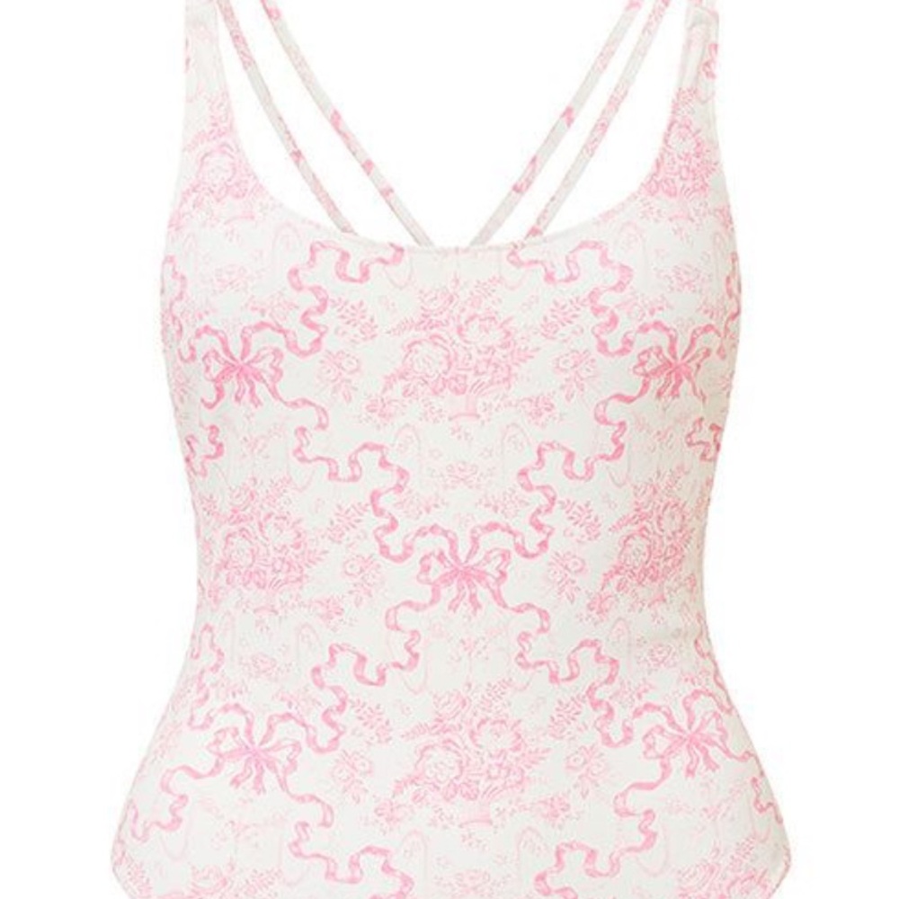 LoveShackFancy Dusk one piece swimsuit in bubblegum pink